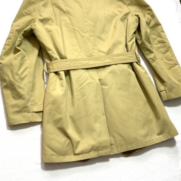 Vintage Silton California Canvas Sherpa Lined Belted Jacket Over Mens Size M tan - Picture 10 of 14